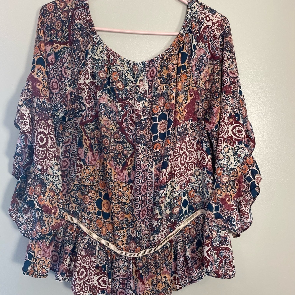 Democracy Floral 3/4 Sleeve Blouse.  Size:S